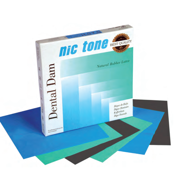 NIC-TONE Diques medios azules – Diques de goma de látex para aislamiento absoluto 15x15cm 36 uds.