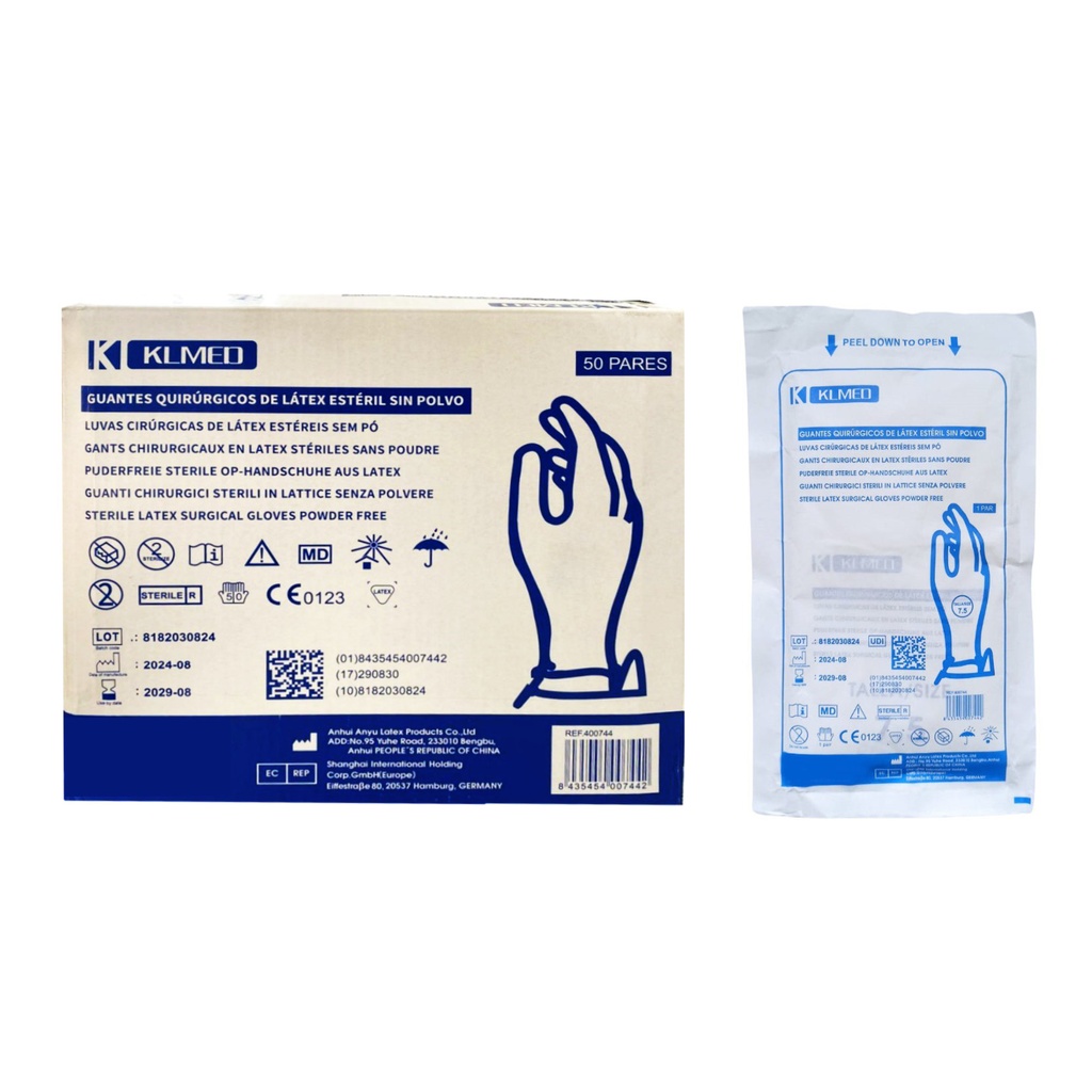 Guantes quirúrgicos estériles látex sin polvo – Guantes de alta resistencia KLMED